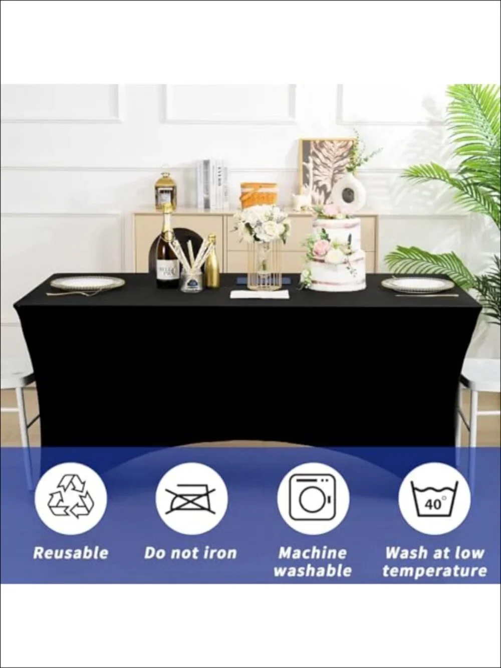 Spandex Fitted Table Cover 6ft Rectangular Stretch Tablecloth for Events